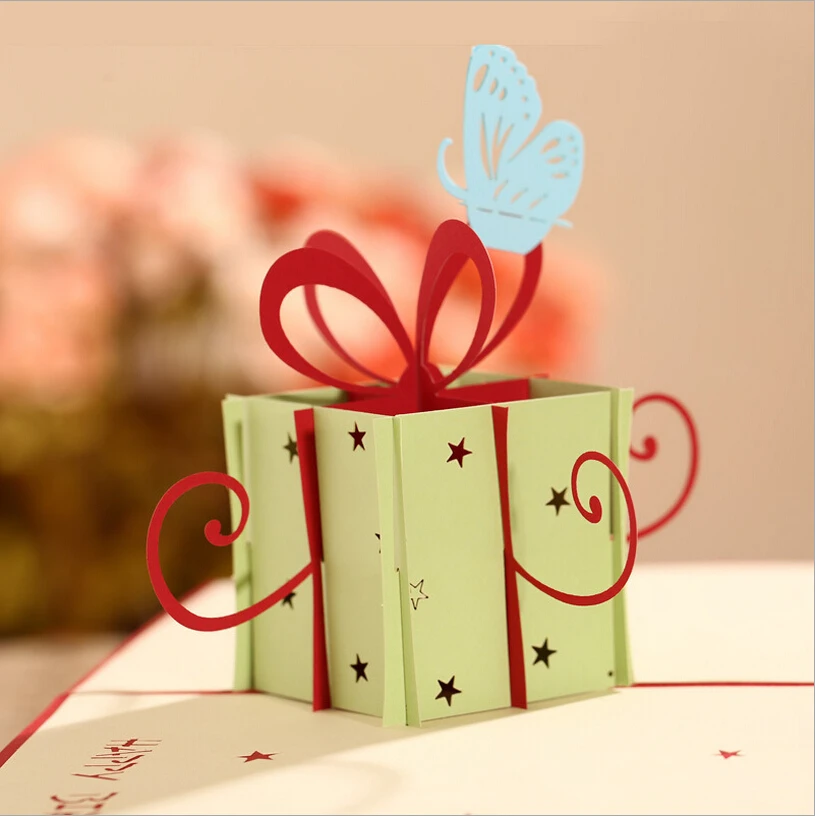 Happy Birthday Gift box & Butterfly Handmade Creative 3D