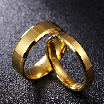 

4mm 6mm 8mm Bright Polish Gold Titanium Ring For Men and Women Couple Ring Personalized Ring Customize Ring Engraved Ring