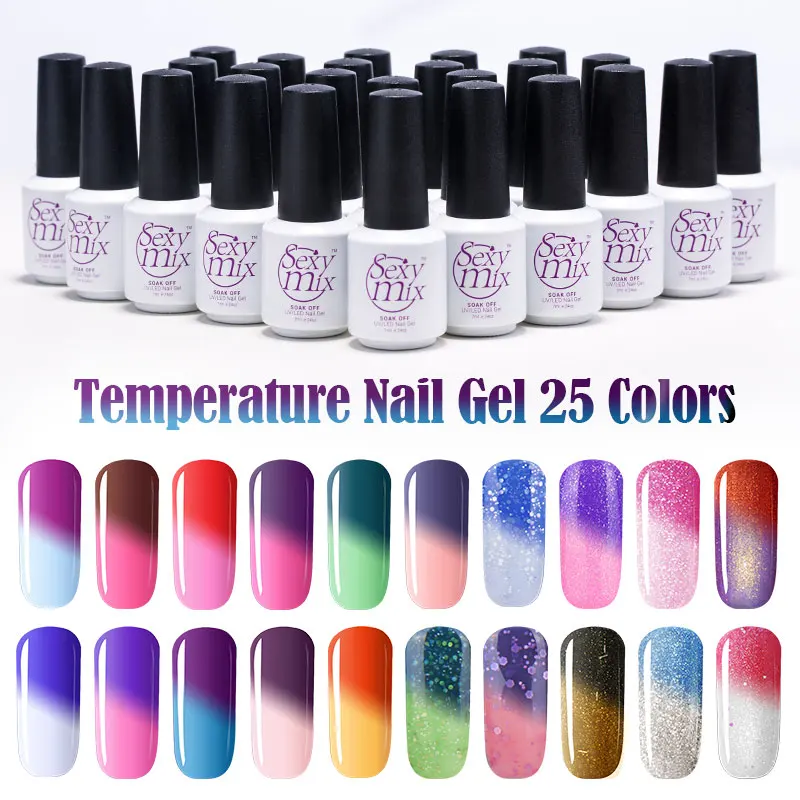 Sexy mix Temperature Changing Color Nail Gel Polish Glitter Gel Nail