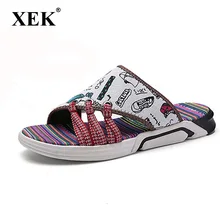 XEK летние шлепанцы Для мужчин прохладный Китай Стиль Для мужчин тапки повседневные сандалии Нескользящая модная пляжная обувь GSS68