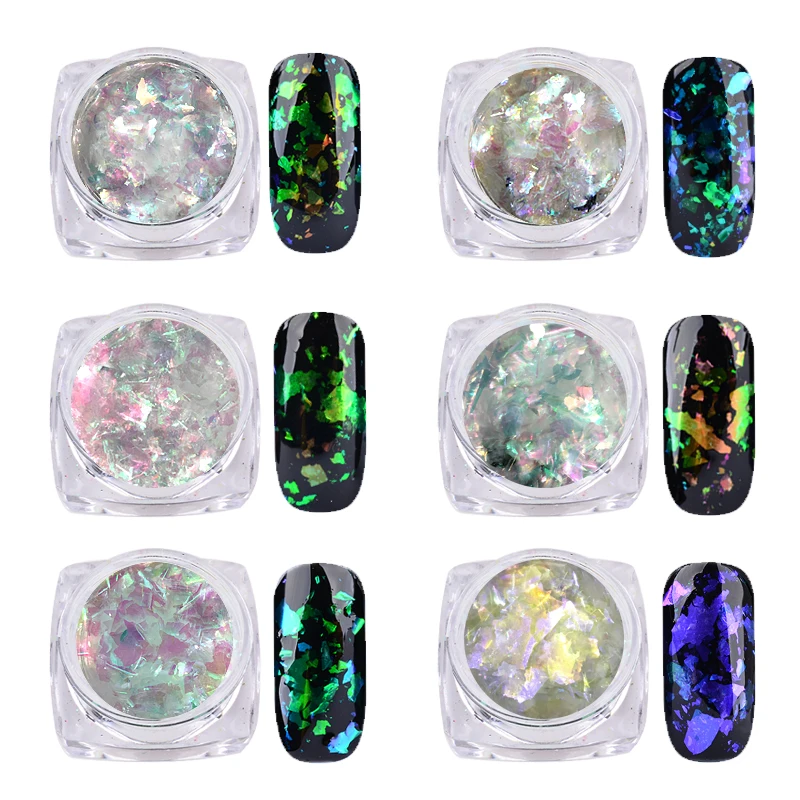 1-Box-Transparent-Gro-en-Flocken-Chameleon-Nail-art-Glitter-Pulver-Pailletten-Magie-Unregelm-ige-Fein