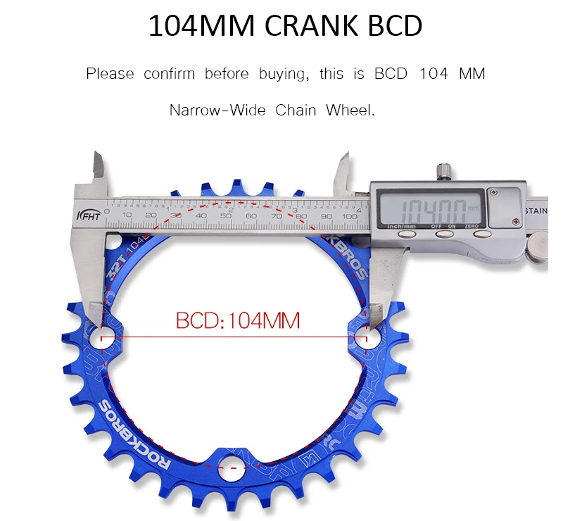 ROCKBROS Овальный Круглый велосипедный Кривошип и цепное колесо 104BCD широкая узкая Цепь 32 T/34 T/36 T/38 T шатун MTB велосипед запчасти