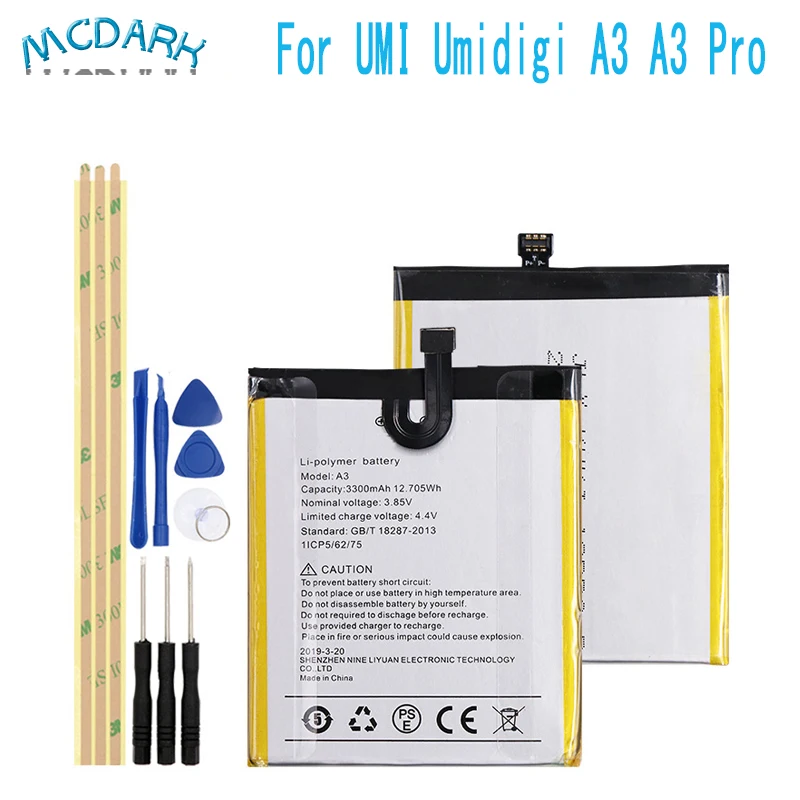 

3300mAh Hight capacity For UMI Umidigi A3 A3 Pro Battery Cell Phone Replacement Batteries For UMI Umidigi A3 A3 Pro with Tools