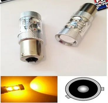 2 шт. AMBRA пара lampade Arancione 10 кри светодиодные чипы 50 Вт-BAU15S Tipo PY21W-1156 показателей.