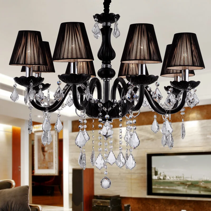 Черная хрустальная люстра для домашнего освещения lustre de cristal спальни кухни
