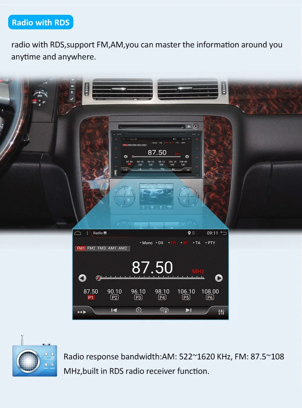 Top 1024*600 Octa Core Android 9 Car DVD Player For GMC Yukon Savana Sierra Tahoe Acadia Denali Chevrolet Chevy Radio GPS Stereo SWC 9