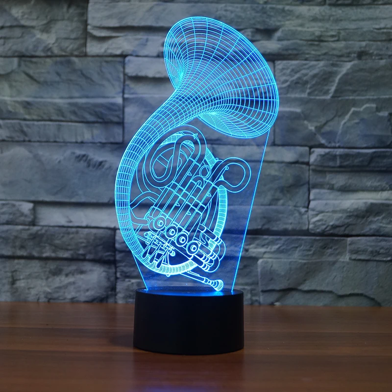 Французский Рог 7 меняющихся цветов 3d иллюзия ночника|night lamp|3d illusionillusion lamp |