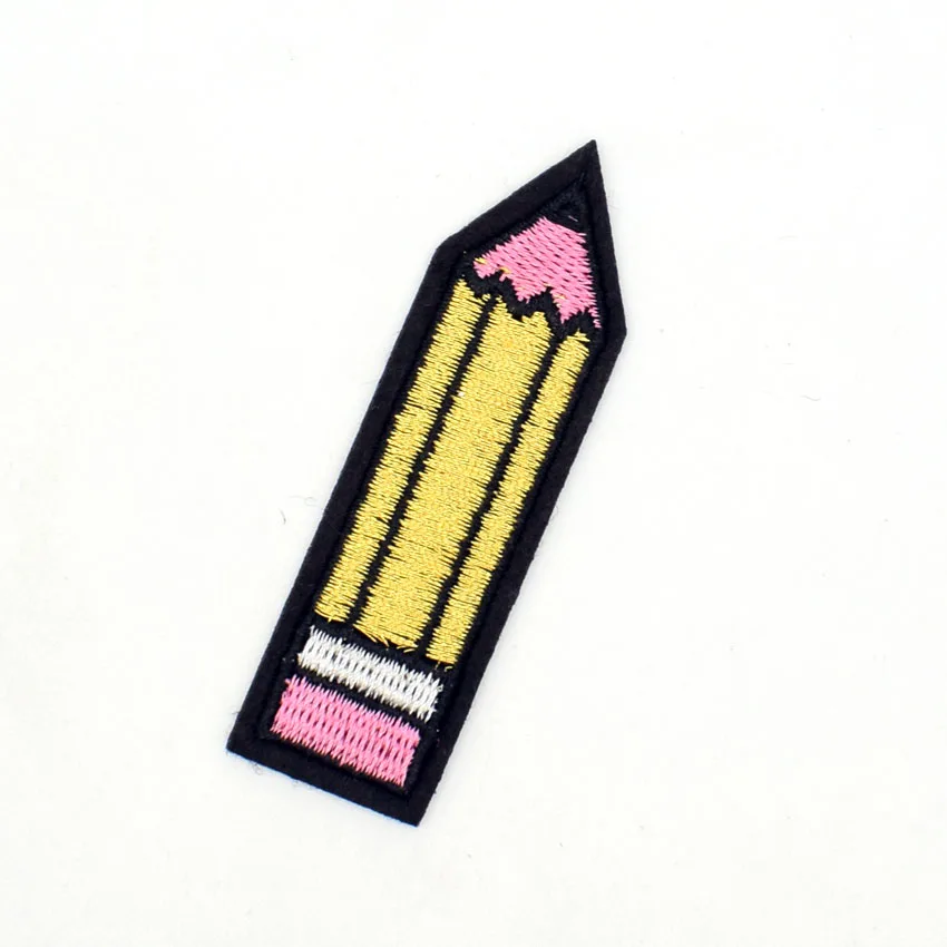 2Pcs Pencil Patches Embroidered Iron On Patch For Clothing Sticker
