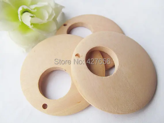 

10pcs 40mm unfinished roundure ring big hole natural wood earring / pendant charm W0012