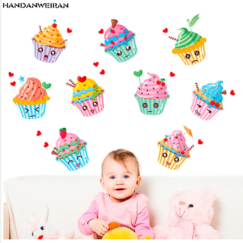 9pcs Ice cream kitchen sticker Kitchen Refrigerator Removable PVC Kitchen decorative wall stickers Children's sticker