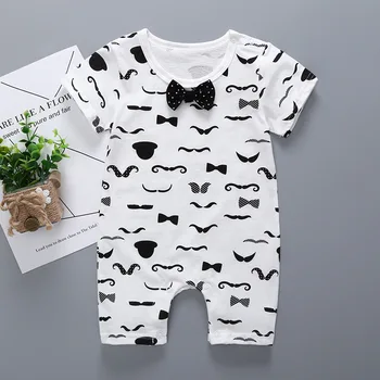 

summer Gentleman Baby Boy Clothes cotton Newborn Clothes Baby Rompers Short sleeve Overalls Baby Body Jumpsuit