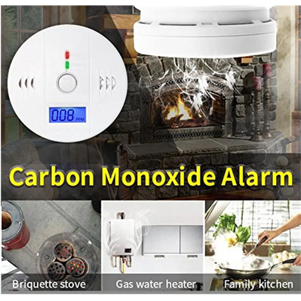 

LCD CO Sensor Work alone Built-in 85dB siren sound Independent Carbon Monoxide Poisoning Warning Alarm Detector