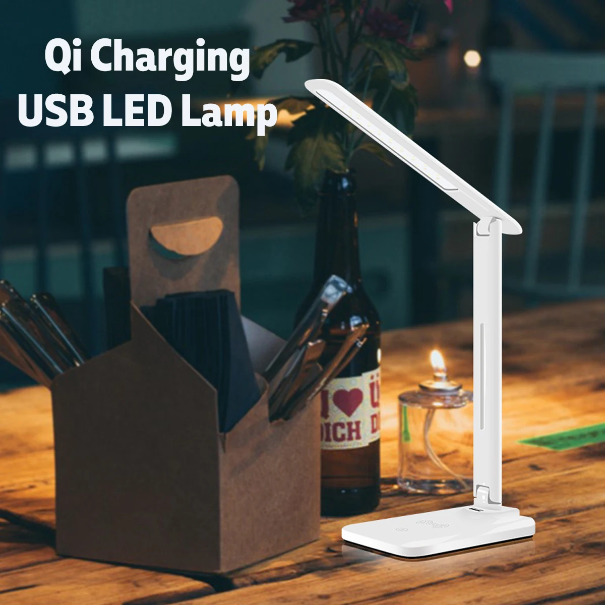 

New Wireless Folding LED Desk Lamp Adjustable Eye Protection Wireless Table Lamp With USB Output Support Wireless Charging