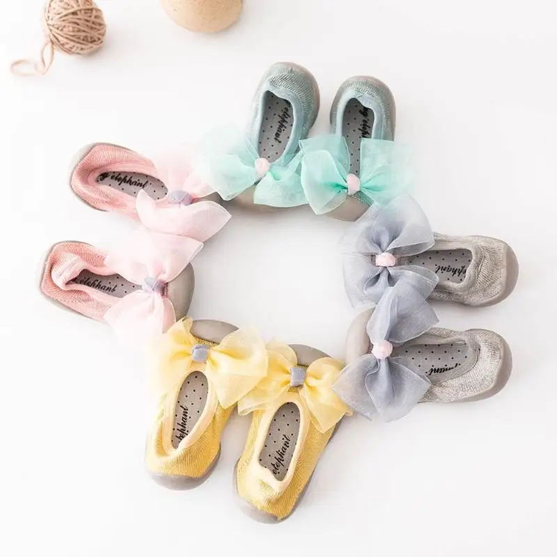 Милые детские носки до щиколотки, мягкие хлопковые нескользящие носки-тапочки с кружевом для новорожденных, Детская домашняя обувь, носки
