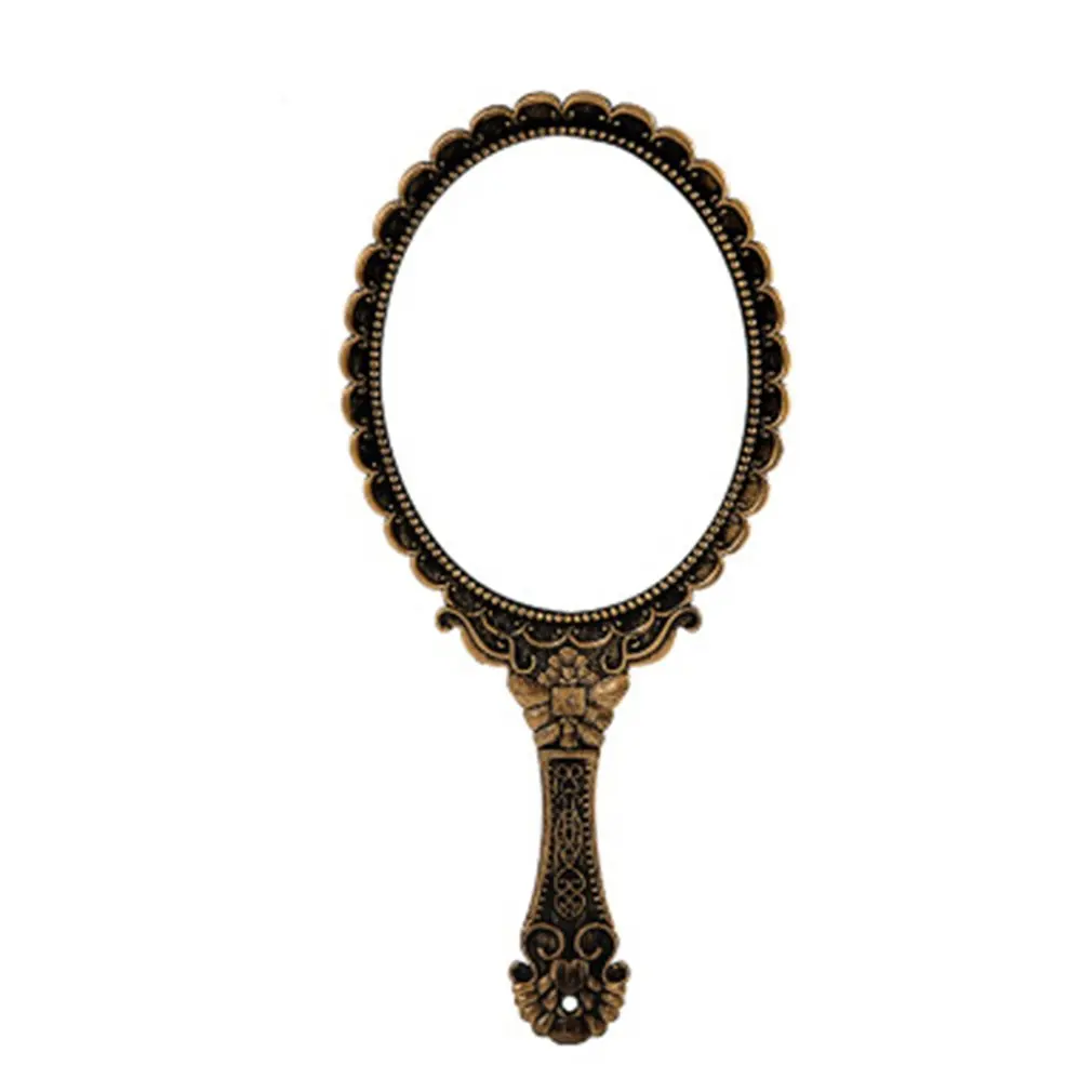 Vintage Handhold Makeup Mirror Pink Repousse Fl Oval Round Vintage Handhold Makeup Mirror Pink