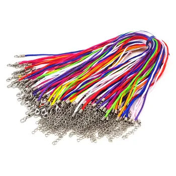 

50Pcs Rainbow Colors Nylon Cord Necklace Cordones Rattail Satin String Rope 18 inch Diy Accessories Material For Making Jewelry