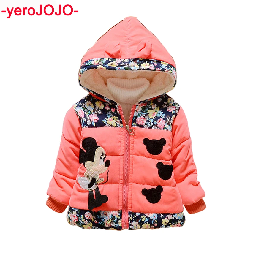 

2017 New Girls Mickey Winter Coat Kids Cotton Hooded Jacket Children's Clothing For 1 2 3 4 Years Children Swon Clothing Jacket