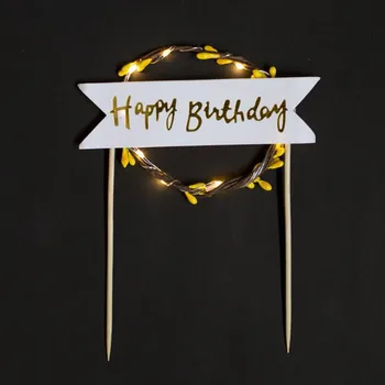 

New LED Light Up Flashing Flower Cake Toppers Cake Flag Table Decoration Birthday Event Party Supplies