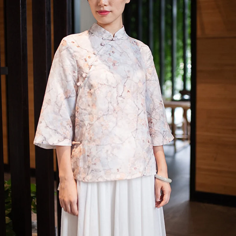 

SCUWLINEN 2019 Vintage Women Summer Blouse P103