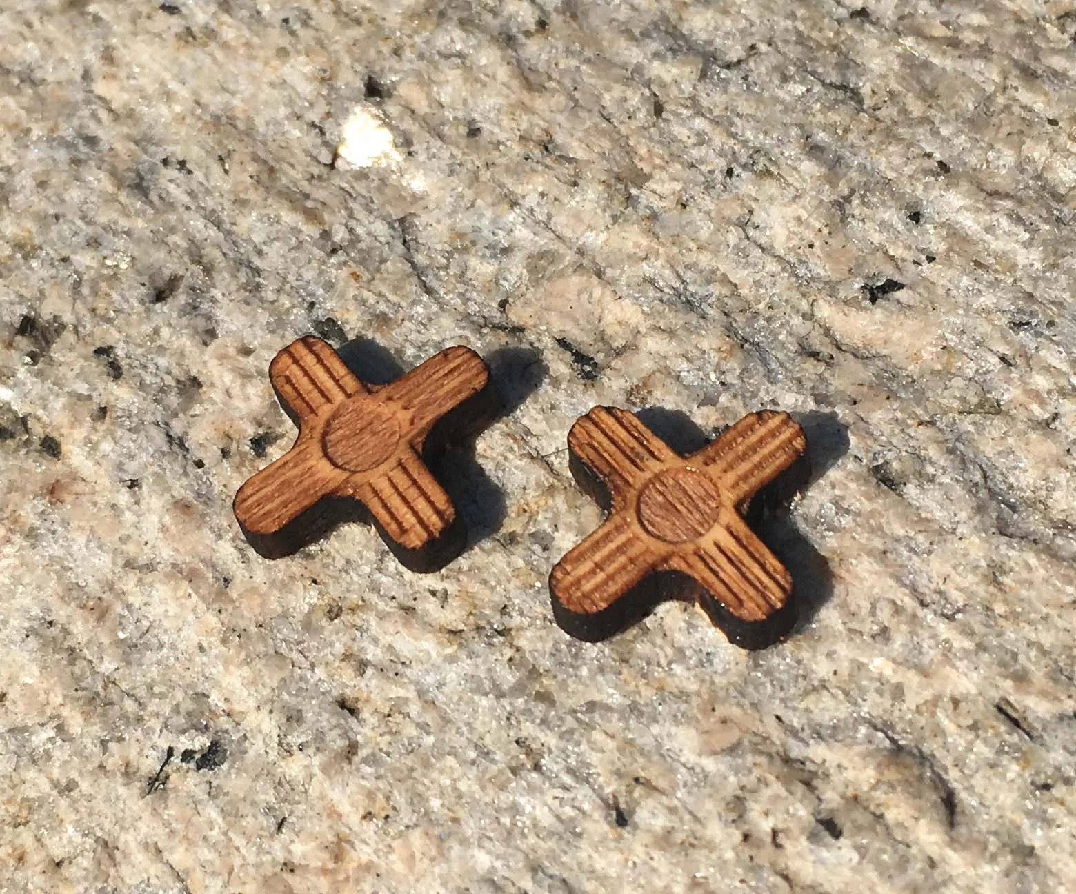 

Geometric Zia Symbol Lasercut Earrings New Mexico Stud Zia Wooden Earring Southwest Handmade Earrings X 10 Pairs