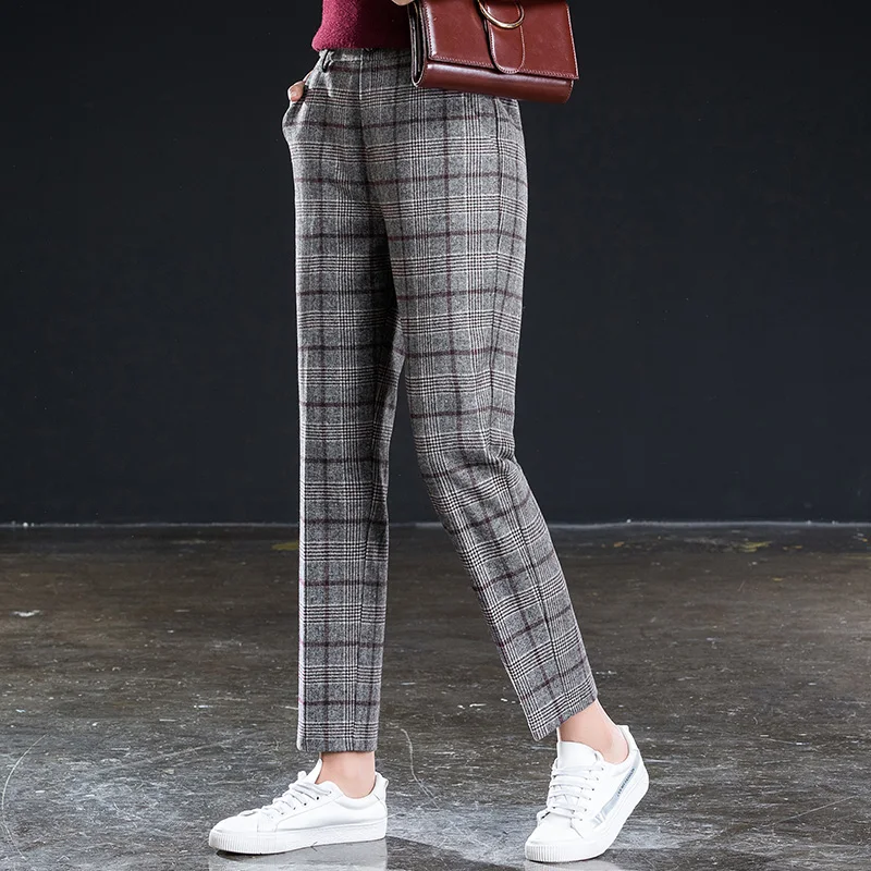 

Shangege women elastic high waist gird woolen harem pants from winter free shipping
