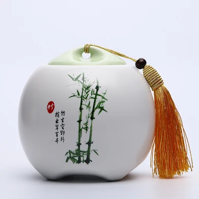 Защита окружающей среды керамические кувшины, герметичный китайский стиль чай Caddie сахар, кофе бобы еда чай caddy хранения бутылочки и баночки - Цвет: Bamboo