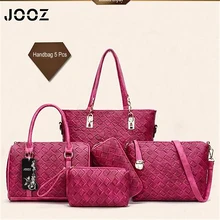 JOOZ Brand Luxury Knitting Lady Handbag 5 Pcs Composite Bags Set Women Shoulder Crossbody Messenger Bags Purse Clutches Wallet