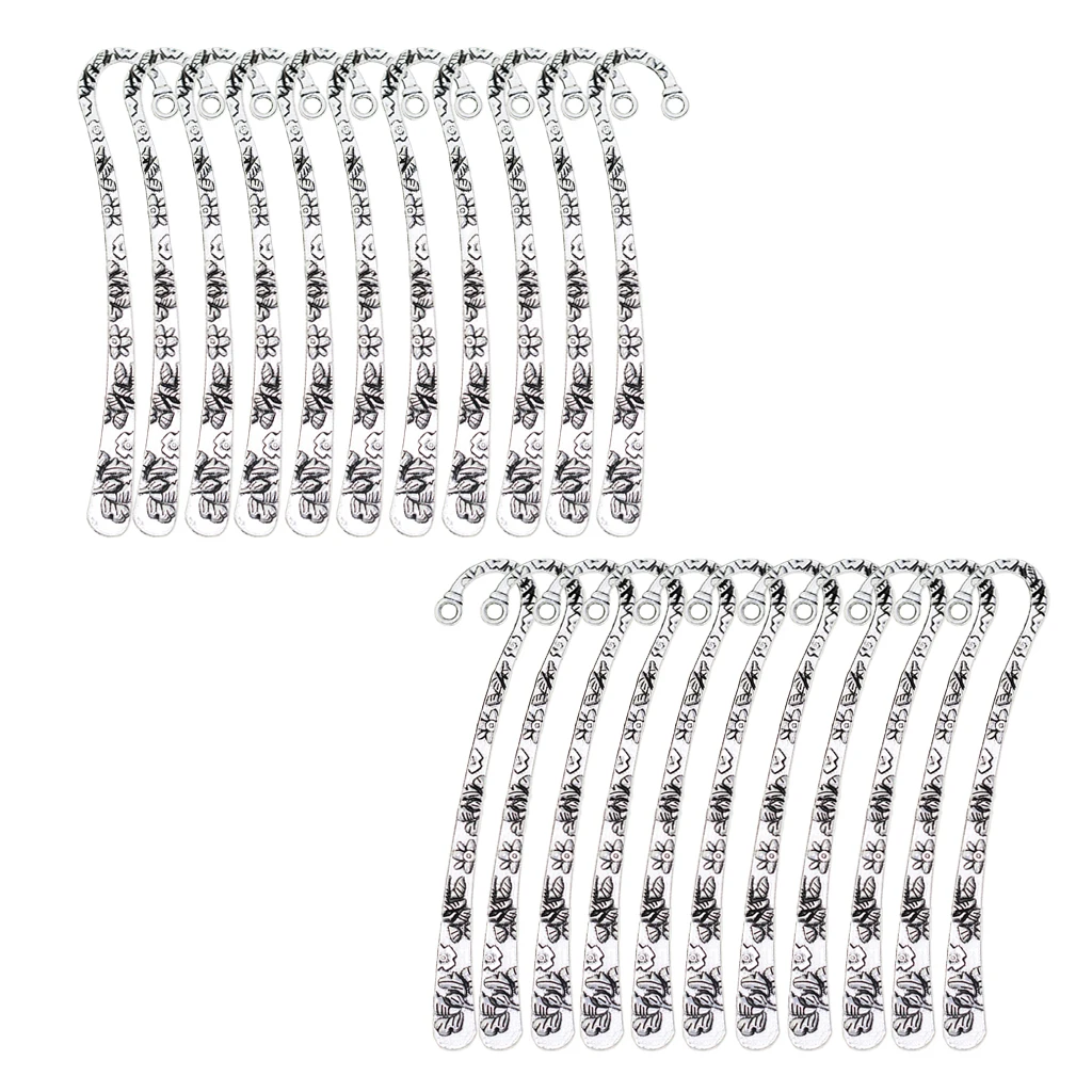 

20 Pack Tibetan Silver Metal Flower Bookmarks Book Mark Label Stationery Gift With Hook Jewelry Findings DIY - 81mm Long