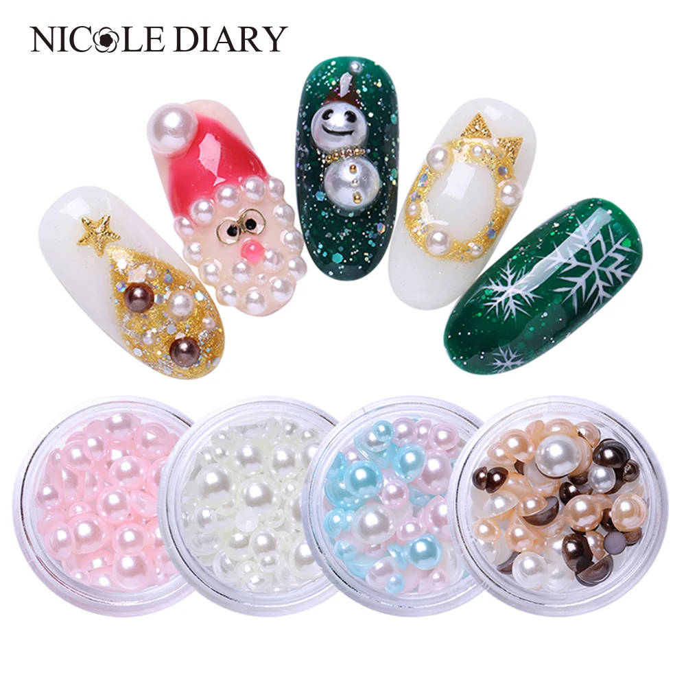 

1 Box Colorful Mixed Rhinestone Flat Back Pearls Embellishments Face Craft Card Making Manicure Tips DIY 3D Nail Art Decoration