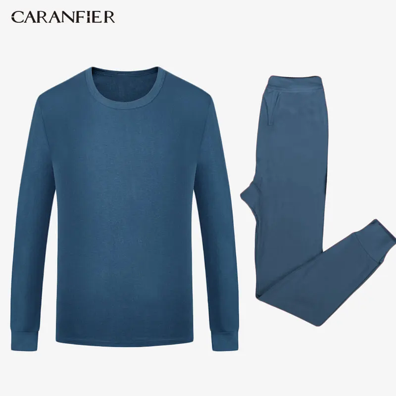 Новинка 2019 мужские кальсоны CARANFIER из лайкры и хлопка термобелье с круглым вырезом