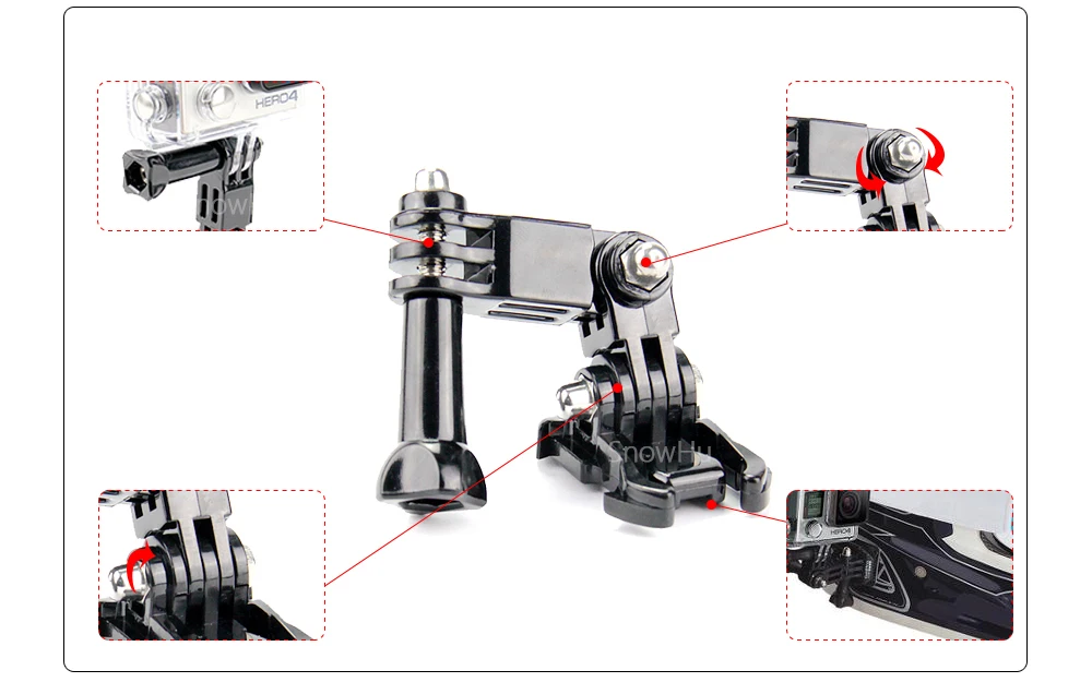 SnowHu горячая Распродажа Аксессуары для фотографии Andoer трехходовая Регулируемая поворотная рукоятка для Gopro Hero 8 7 6 5 4 3+ для камеры SJ4000 GP15
