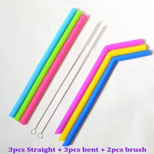 25 см 6 шт/партия с 2 шт щеткой BPA- силиконовая Питьевая Солома для 30 ozTumbler Yeti Чашки Детей фруктовый сок соломы