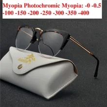 MINCL UV cat Sun фотохромные готовые очки для близорукости для женщин и мужчин круглые очки ретро для мужчин и женщин ультрасветлые при миопии очки NX