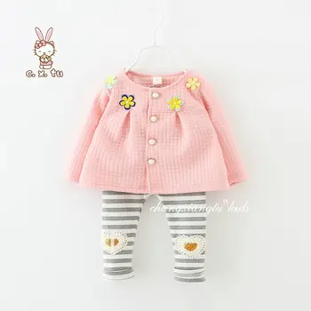 

Girls clothing set toddler girls coat kids jacket + leggings kids clothes flowers girls dress pants Childrens clothes 2-5T