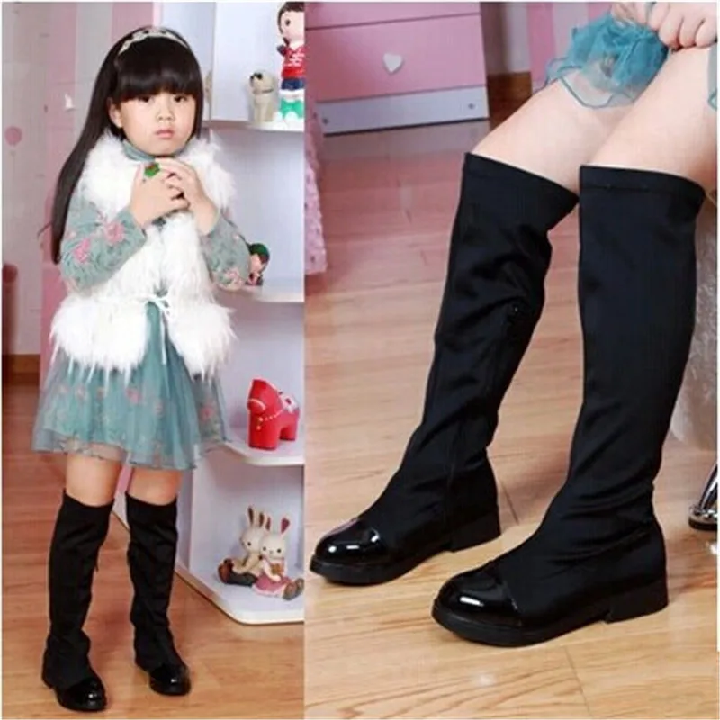 2016winter female child boots child stretch fabric over the knee boots