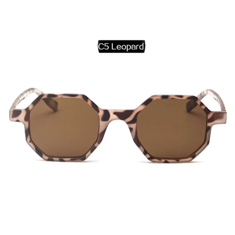 YOOSEK, женские полигональные солнцезащитные очки, женские роскошные брендовые дизайнерские винтажные маленькие солнцезащитные очки, женские солнцезащитные очки в стиле ретро - Цвет линз: Leopard
