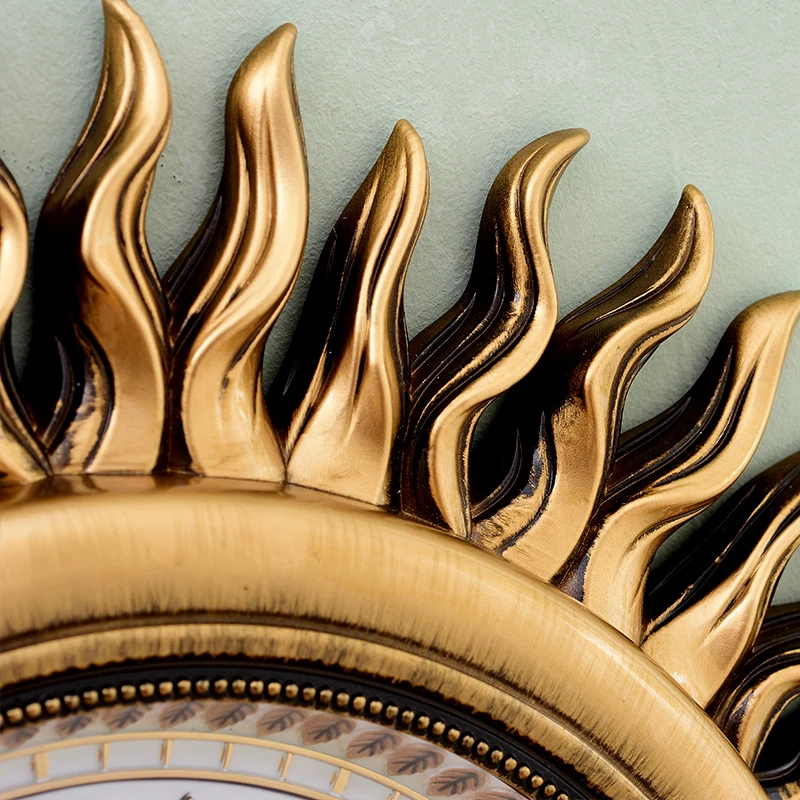 Reloj de pared creativo sala de estar moderno silencioso reloj colgante europeo Retro decorativo Manual reloj Digital de pared con forma de sol Reloj de pared creativo sala de estar moderno silencioso reloj colgante europeo Retro decorativo Manual reloj Digital de pared con forma de sol