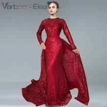 VARBOO_ELSA/ халат de soire с длинным рукавом, блестящее красное вечернее платье, Eegant, Русалка, длина до пола, платье для выпускного вечера, vestido de festa