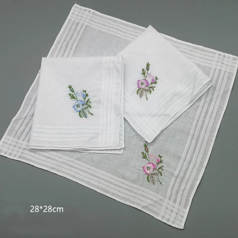  universal embroidery handkerchief women cotton handkerchiefs men cotton 100% 3pcs/set free shipping