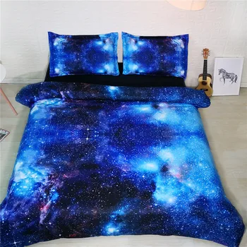 

*S Galaxy Series Blue or Red Color Hand Drawn Style 4pcs Super King Size Galaxy duvet cover set Black hole bed sheets