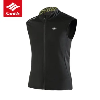 

Santic Cycling Jacket Men Sleeveless Windproof MTB Road Bike Jacket Spring Autumn Warm Bicycle Jacket Maillot Ciclismo