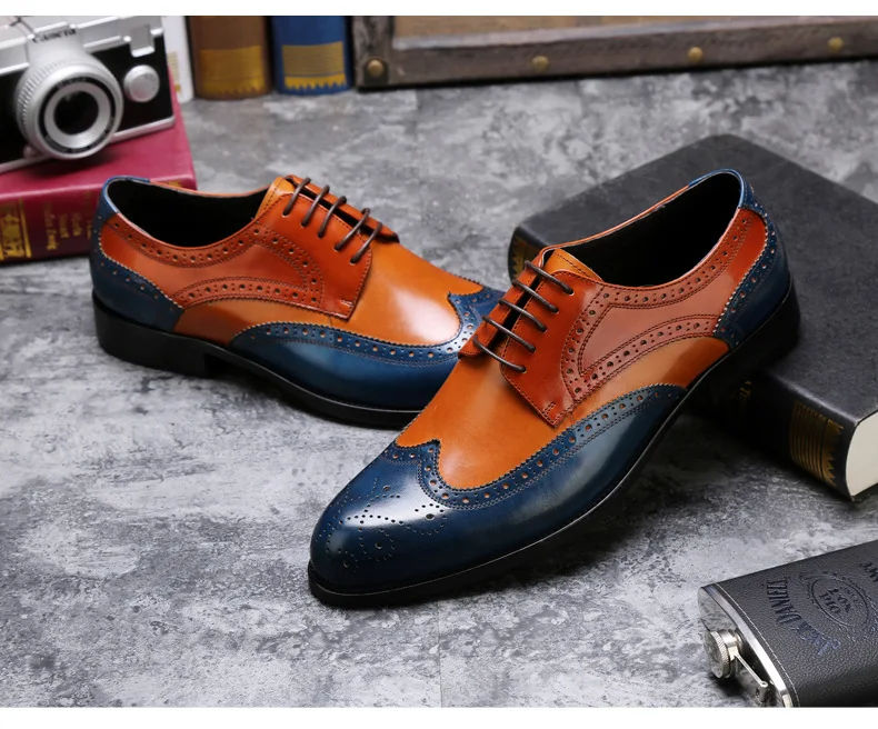DESAI/Мужская официальная обувь; мужские туфли-оксфорды из натуральной кожи; Свадебная обувь с перфорацией типа «броги» для офиса; мужская обувь на шнуровке; zapatos de hombre