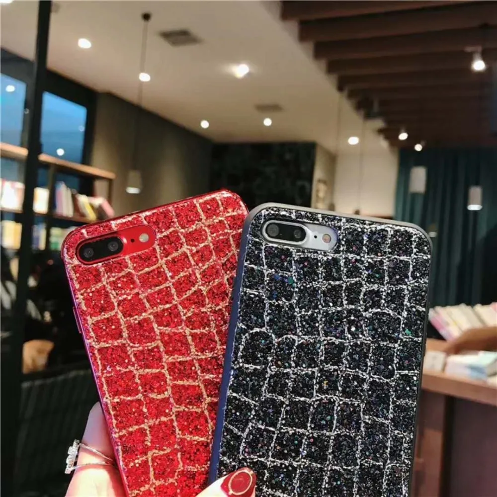 Роскошный блестящий чехол в клетку с блестками для iPhone 11 Pro Max XS XR X 7 8 5 6 6S Plus 8plus