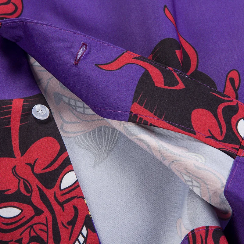 Сатана дьявол печатных короткий рукав рубашки для мужчин женщин летний Гавайский Повседневная рубашка харуджку хип хоп Японская уличная одежда рубашка