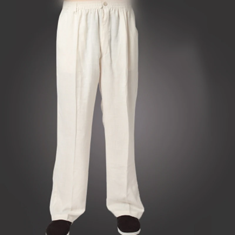 Новые мужские китайские традиционные брюки кунг-фу брюки с эластичной резинкой на талии белые черные Синие Серые 6 цветов Тай Чи штаны для кунг-фу