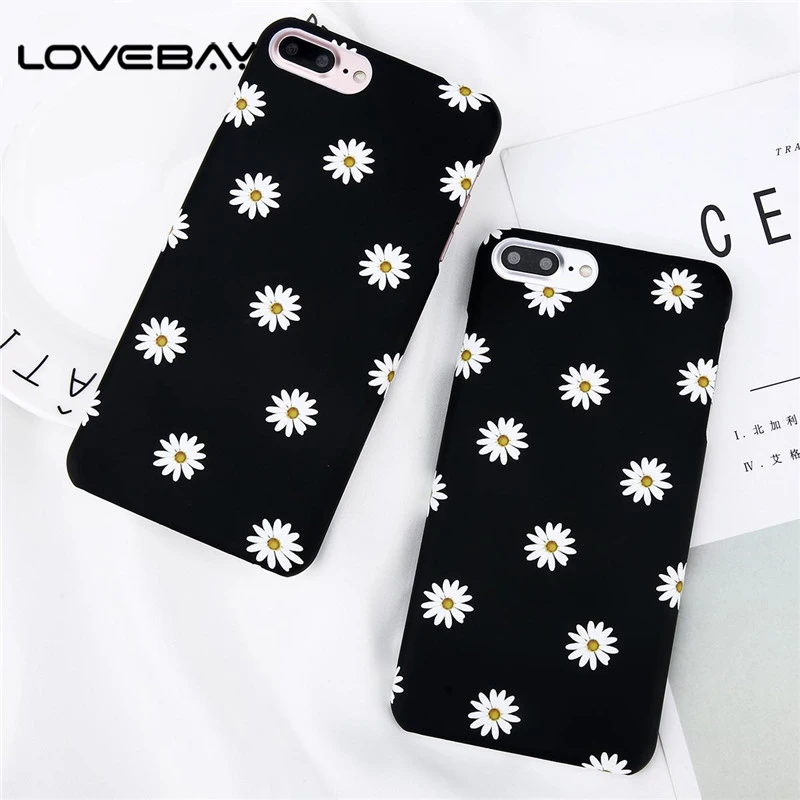 Lovebay الأزياء ديزي زهرة الطلاء الهاتف حقيبة لهاتف أي فون X 8 7 6 6 s زائد 5 5 s SE متناهية الصلب PC الغطاء الخلفي ل فون 7 زائد