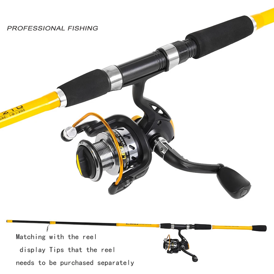 

Yellow FRP Fiber Road Fishing Rod Sea Otter Wild Telescopic Fishing Rod Fishing Gear1.8 to 2.1m