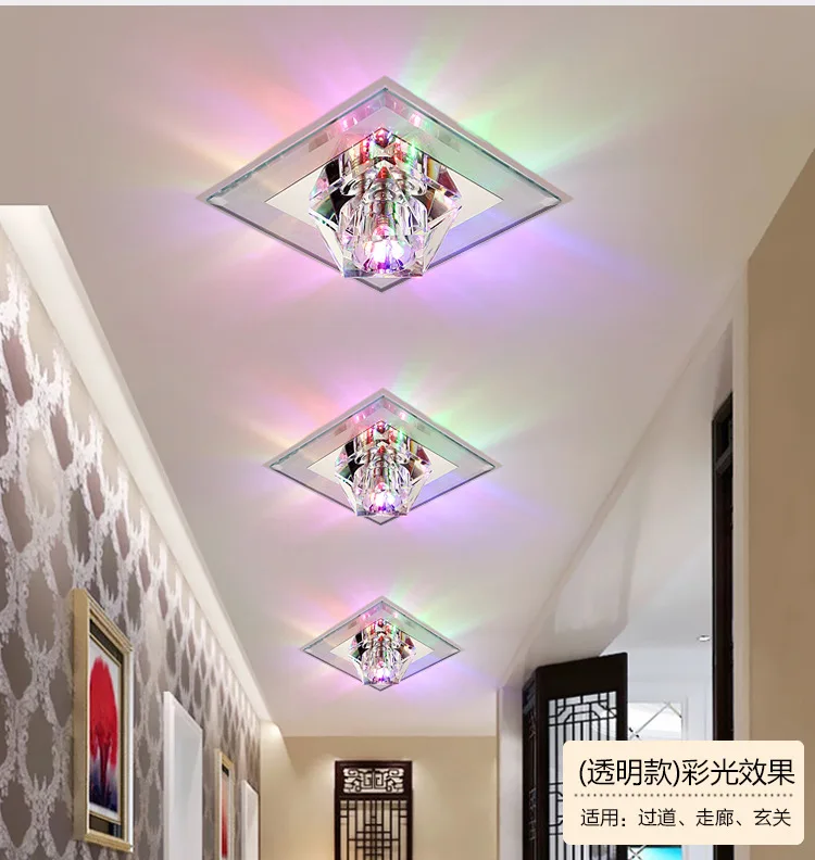 Lâmpada de Cristal Conduziu a Luz Lâmpada do Teto Criativo Quadrado Teto Corredor Foyer Recessed - Montado Espelho Vidro 7 Cheap Luzes de teto