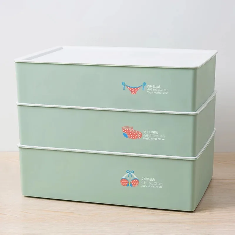 3pcs/set underwear clothes storage box with lid plastic organizer drawer container