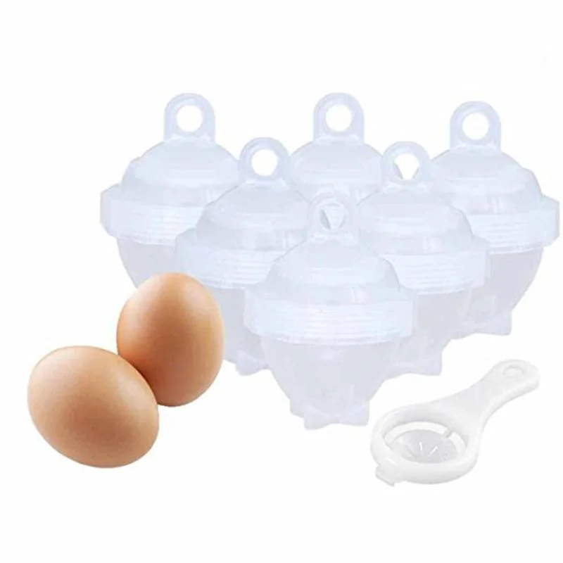 

7pcs/set Clear Silicone Egg Tool with Separator Hard Boil Egg Cooker Cooking Maker Without Shell Bonus Maker Egg Steamer Tools